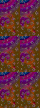 Kıvırcık, parlak örgü. Desen, çizim, çiçek sınırı. Güzel, parlak, pürüzsüz kumaş, tuval. Çiçek çelengi. Eski moda arka plan. Raster illüstrasyonu.