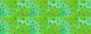 Çiçekli zambakların eskiz geçmişi. Çiçek tasarımı için inanılmaz bir kolaj cenneti tarzı. Parlak çiçekli kolaj çiçekleri yeşil ve mavi.