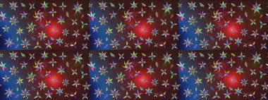 Çiçekli eskiz çizimi. Kahverengi ve mor renkli çiçekler. Renkli Yaz Temalı eskiz kalıbı. Düz Çiçek Elementleri Tasarımı.