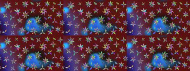 Güzel kumaş deseni. Düz Çiçek Elementleri Tasarımı. Renkli Bahar Teması eskiz kalıbı. Asya tekstil tarzında. Çiçek desenli çizim. Raster illüstrasyonu.