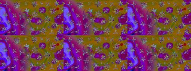 Elle çizilmiş sonbahar çiçeği deseni. Kahverengi ve mor renkli çiçekler. Renkli kahverengi ve mor çizim deseni. Doodle tarzı. Tekstil ve kapak tasarımı için mükemmel.