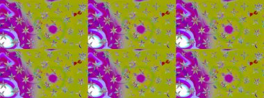 Raster illüstrasyonu. El yapımı çiçek ve bitki koleksiyonu. Raster illüstrasyonu. Eskiz tarzı yeşil ve mor renkler. Şirin karalamalı çiçek deseni çiz..