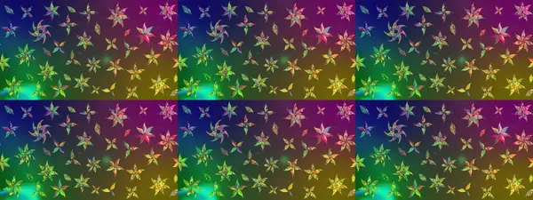 Raster illüstrasyonu. Eskiz arkaplan modeli. Suluboya, elle çizilmiş. Renkli yapraklı yabani çiçekler.