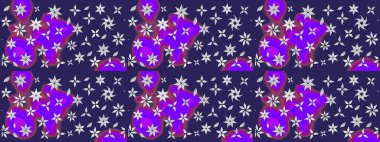 Mavi ve mor renkli çiçekler. Raster illüstrasyonunda çiçek deseni çizimi.