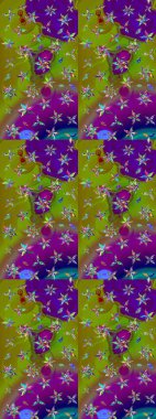 Raster illüstrasyonu. Suluboya çizim kalıbı. Moda baskısı. Eski model. Dekorasyon ve tasarım için güzel bir desen. Çiçeğin suluboya çizimlerinin zarif deseni.