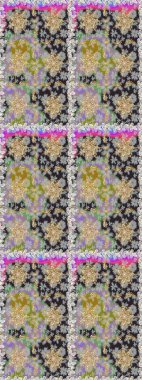 Doku arka planında altın duvar kâğıdı. Damask kusursuz yinelenen arkaplan. Barok tarzında altın çiçekli süs. Gri renklerdeki altın element.