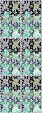 Tarafsız ve gri renklerde Asya tekstil tarzında. Raster illüstrasyonu. Çiçeklerle suluboya desenleri.