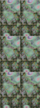 Raster illüstrasyonu. Gri ve yeşil renklere karalamalar çizen kusursuz çiçek deseni.