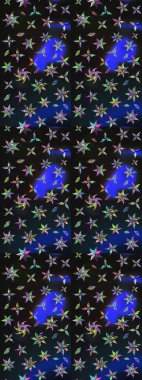 Soyut etnik raster çizim kalıbı. Vadinin çiçekleri gri ve mavi renklerde. Çiçekler..