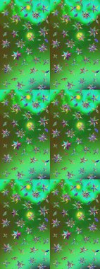 Renkli etnik çiçeklerle süslenmiş zarif bir eskiz şekli. Raster Çiçek İllüstrasyon Şirin Tekstil.