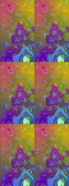 Kahverengi ve yeşil renklere karalamalar çizilmiş çiçek deseni. Raster illüstrasyonu.