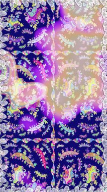 Tarafsız ve mavi renkte çiçekler. Düz Çiçek Elementleri Tasarımı. Sevimli çiçek raster deseni. Renkli Yaz Temalı Kusursuz Arkaplan.