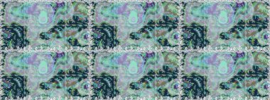 Mavi ve gri renkte çiçekler. Kusursuz çiçek deseni duvar kâğıdı olarak kullanılabilir. Raster illüstrasyonu.