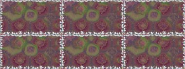 Raster illüstrasyonu. Raster illüstrasyonu. Eskiz tarzı kahverengi ve gri renklerde. Şirin karalama çiçekleri olan kusursuz çiçek desenleri. El yapımı çiçek ve bitki koleksiyonu.