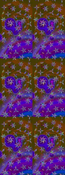 Kahverengi ve mor renklerde. Hint süsü. Raster illüstrasyonu. Renkli süs kenarı. Çizim kalıbı. Çiçek duvar kağıdı.