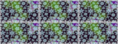 Düz Çiçek Elementleri Tasarımı. Renkli Bahar Temalı Kusursuz Arkaplan. Tarafsız ve yeşil renklerde çiçekler. Sevimli çiçek raster deseni.