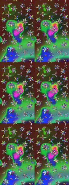 Çiçek desenli raster, yeşil ve kahverengi çizgi grafik desenli soyut raster arkaplan. Modern stil dokusu.