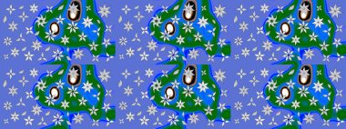 Patlayan çiçekler soyut olarak yerleştirilmiş. Yumuşak, bahar çiçekleri mavi ve yeşil renklerde. Raster deseni. Raster illüstrasyonu.