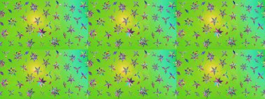 Çiçekli çiçek deseni, suluboya. Düz Çiçek Elementleri Tasarım Raster illüstrasyonu. Yeşil ve sarı renkli çiçekler. Renkli Bahar Teması çizim şablonu..