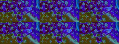 Mavi ve kahverengi renkte çiçekler. Çiçek desenli eskiz. Tişört baskısı için çiçek boyama rasteriName.