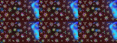 Raster illüstrasyonu. Çiçek desenli eskiz, darbeler, sıçramalar, yaz çiçekleri. Kahverengi ve mavi renkte çiçekler.