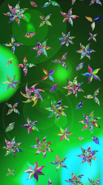 Raster illüstrasyonu. Renkli çiçekler. Çizim çiçek deseni duvar kağıdı için kullanılabilir.