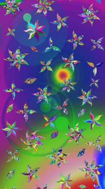 Düz Çiçek Elementleri Tasarımı. Renkli Bahar Teması eskiz kalıbı. Raster illüstrasyonundaki çiçek desenli çizim. Süslü kumaş deseni.