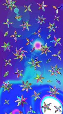 Modern stil dokusu. Çiçek desenli raster, mavi ve menekşe çizgi grafik deseni soyut raster arkaplan.