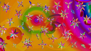 Parlak çiçekli kolaj çiçekleri sarı ve kırmızı. Çiçekli zambakların eskiz geçmişi. Çiçek tasarımı için inanılmaz kolaj cennet tarzı..