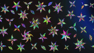 Eski usul. Raster illüstrasyonu. Eskiz geçmişi. Kumaş, tekstil, duvar kağıdı baskısı için. Renkli desenli eskiz deseni, gri ve mavi çiçekler ve dekoratif elementler.