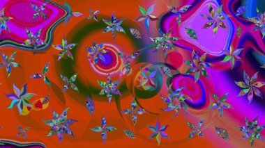 Güzel kumaş deseni. Renkli Yaz Temalı eskiz kalıbı. Düz Çiçek Elementleri Tasarımı. Raster illüstrasyonunda çiçek deseni çizimi.