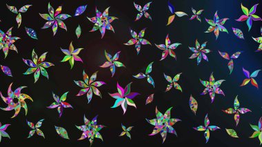 Çiçek desenli eskiz, darbeler, sıçramalar, yaz çiçekleri. Gri ve mavi renkte çiçekler. Raster illüstrasyonu.