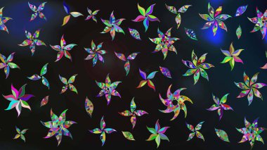 Düz Çiçek Elementleri Tasarımı. Renkli Bahar Teması eskiz kalıbı. Raster..