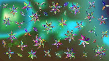 Gömlek, arka plan modelini çiz. Tropik çiçekler. Yeşil ve mavi renkte çiçekler.