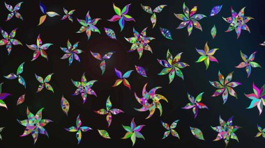 Soyut etnik raster çizim kalıbı. Vadinin çiçekleri gri ve mavi renklerde. Çiçekler..