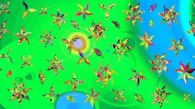 Elle çizilmiş sonbahar çiçeği deseni. Renkli yeşil ve mavi çizim kalıpları. Tekstil ve kapak tasarımı için mükemmel. Doodle tarzı. Yeşil ve mavi renkte çiçekler.