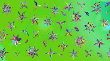 Çiçek. Yeşil ve mavi renklerde. Taslak dekoratif arka plan, çiçek mandala. Raster illüstrasyonu.