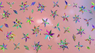 Düz Çiçek Elementleri Tasarımı. Renkli Yaz Temalı eskiz kalıbı. Tarafsız ve pembe renklerde çiçekler. Raster illüstrasyonunda çiçek deseni çizimi.