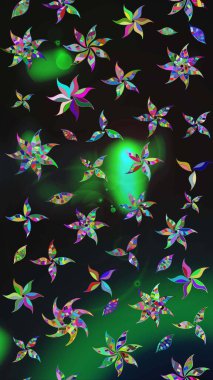 Soyut etnik raster çizim kalıbı. Çiçekler. Vadinin çiçekleri gri ve yeşil renklerde.