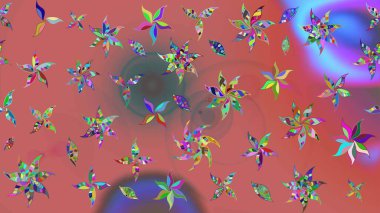 Pembe ve mavi renkte çiçekler. Küçük çiçekte sevimli çiçek deseni var..