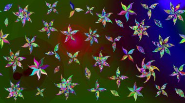 Yeşil ve kahverengi renkli çiçekler. Yumuşak, yaz çiçekli arka plan. Raster çiçek desenli ve çiçekli..