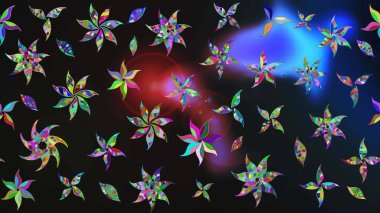 Asya tekstil tarzında. Çiçek desenli çizim. Raster illüstrasyonu. Raster illüstrasyonu. Renkli çiçekler.