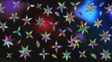 Asyalı tekstil renkleri. Raster illüstrasyonu. Çiçek desenini çiz.