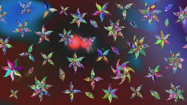 Renkli Bahar Teması eskiz kalıbı. Raster illüstrasyonu. Renkli çiçek buketi suluboya. Düz Çiçek Elementleri Tasarımı.