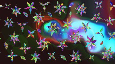 Güzel kumaş deseni. Raster suluboya deseni, narin çiçekler, çiçekler, tebrik kartı şablonu..