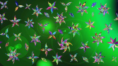 Düz Çiçek Elementleri Tasarımı. Raster Illustrasyon 'daki Çiçek Deseni' nin son moda çizimi. Güzel kumaş deseni. Renkli Yaz Teması çizim şablonu.