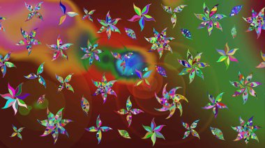 Şirin, zarif çiçekler Raster illüstrasyonu. Yapraklı çizim şekli. Davetiye ve kartpostal tasarımı için dekoratif çiçek unsurları. Poster ya da kapak için arka plan. Tekstil için figür.