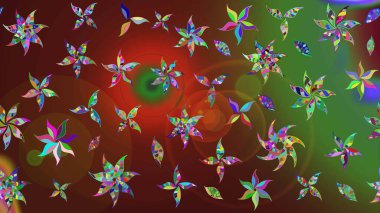 Raster Floral Illustration, Asyalı tekstil. Etnik çiçeklerle renklendirilmiş zarif eskiz deseni.