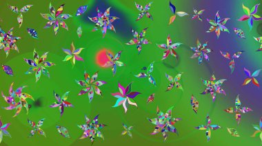 Renkli çiçekler. Raster düz çiçek çizim deseni. Tasarım hediye paketi, tebrik kartları, posterler ve afiş tasarımı.