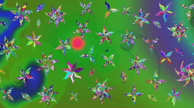 Renkli papatya deseni. Renklerle. Raster illüstrasyonu.